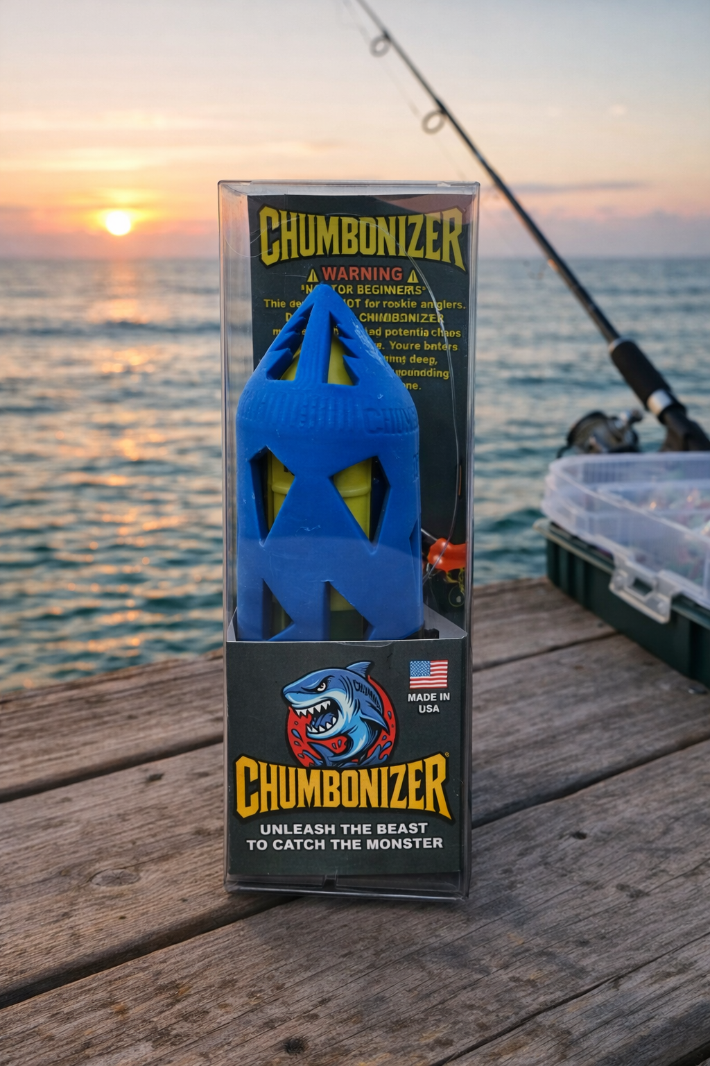 Chumbonizer – Blue with Yellow Mesh (5.3" Height x 1.67" Diameter)
